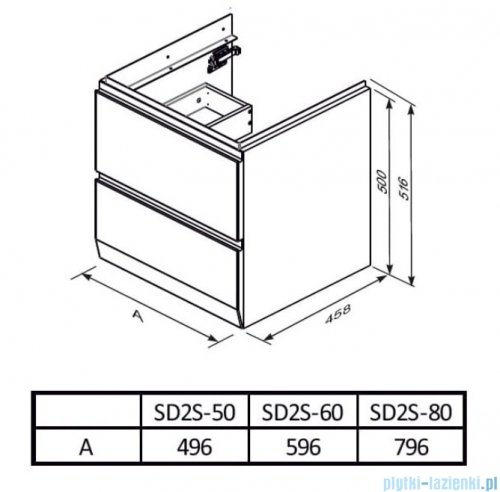 Oristo Brylant szafka podumywalkowa wisząca 59x50x45 biały mat OR36-SD2S-60-1-V3
