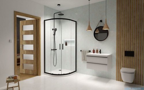 Radaway Premium Pro Black Pdd kabina 100x90cm czarny mat/szkło przejrzyste 1013000-01-01/1013900-54-01