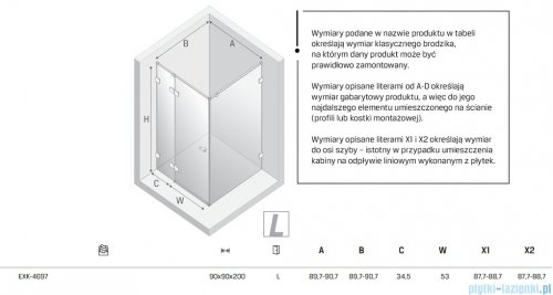 New Trendy Eventa Gold Shine kabina prysznicowa kwadratowa 90x90x200 cm lewa przejrzyste Złoty połysk EXK-4697