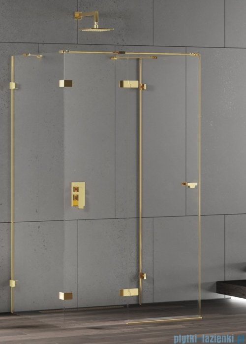 New Trendy Eventa Gold Shine kabina prysznicowa przyścienna 90x100x200 przejrzyste Lewa Złoty połysk EXK-4802