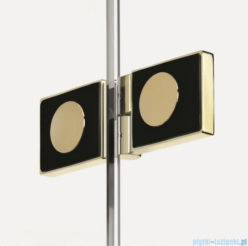 New Trendy New Soleo Light Gold 100x110x195 cm kabina lewa drzwi składane pojedyncze wspornik skośny złoty jasny połysk/szkło przejrzyste  K-1917