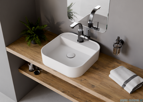 Besco Assos Cera-Line White umywalka nablatowa biała 45 cm biały połysk UNC-45-ASB