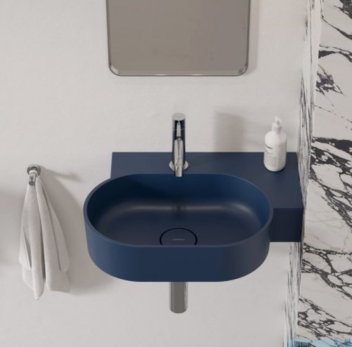 Omnires Ovo M+ umywalka nablatowa/wisząca prawa 55x38 cm midnight blue mat OVO555UWPMB