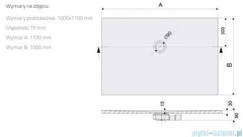 Sanplast Open Mineral B-M/OPEN brodzik prostokątny 100x110x1,5 cm szary mleczny 645-430-0640-55-000
