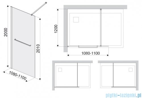 Sanplast Free Line II P/FREEII Kabina walk-in 110x200 cm czarny matowy 600-261-0450-59-401