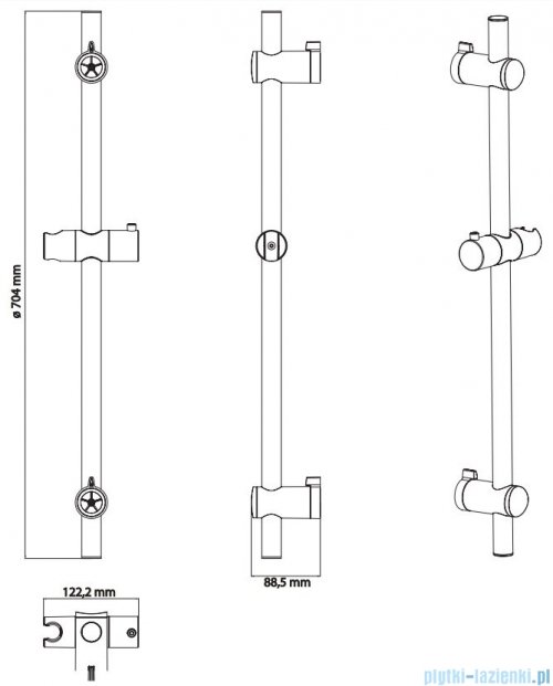 Omnires Drążek prysznicowy 70 cm chrom DR10CR