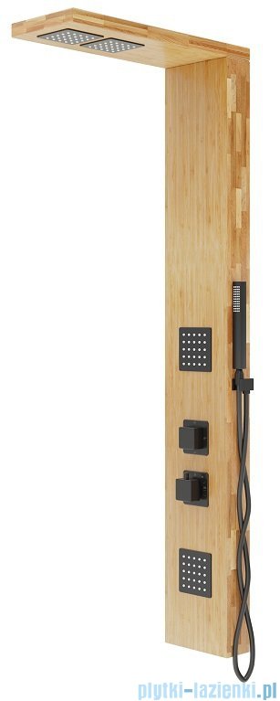 Corsan Basti panel prysznicowy z termostatem czarny drewno bambusowe B-002TBL