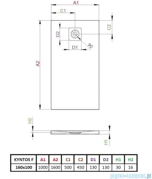 Radaway Kyntos F brodzik 160x100cm biały HKF160100-04