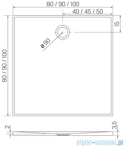 New Trendy Nex Shade brodzik konglomeratowy z strukturą kwadratowy 80x80x3.5 cm antracyt B-0500