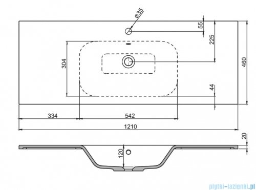 Oristo Are umywalka meblowa konglomeratowa 120x46cm UME-AR-120-92