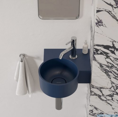 Omnires Ovo M+ umywalka nablatowa/wisząca prawa 33x34 cm midnight blue mat OVO335UWPMB
