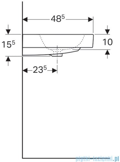 Geberit iCon Umywalka ścienna z otworem na baterię z przelewem 60x48 cm KeraTect 124060600