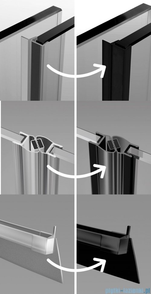 Radaway Idea 8 QL Black Kdj kabina 120x90cm lewa czarny mat/szkło przejrzyste 10550617-54-01L/10350553-01-01/10360090-01-01R
