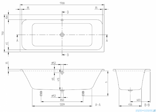 Villeroy &amp; Boch Architectura wanna prostokątna 170x75 cm biała Weiss Alpin UBA170ARE2V-01
