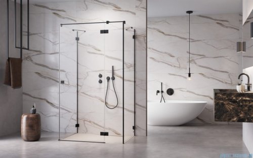 Radaway Essenza Pro Black Kdj+S kabina 100x100x100cm prawa czarny mat/szkło przejrzyste 10097310-54-01R/10098100-01-01/10098100-01-01