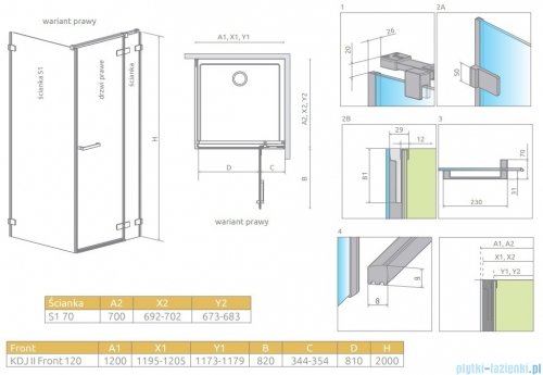 Radaway Arta Kdj II kabina 120x70cm prawa szkło przejrzyste 386457-03-01R/386042-03-01R/386019-03-01
