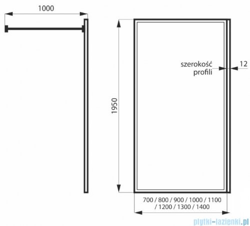 Massi Fix Black kabina prysznicowa walk In 100x195cm przejrzyste MSKP-FA1021-100-BL