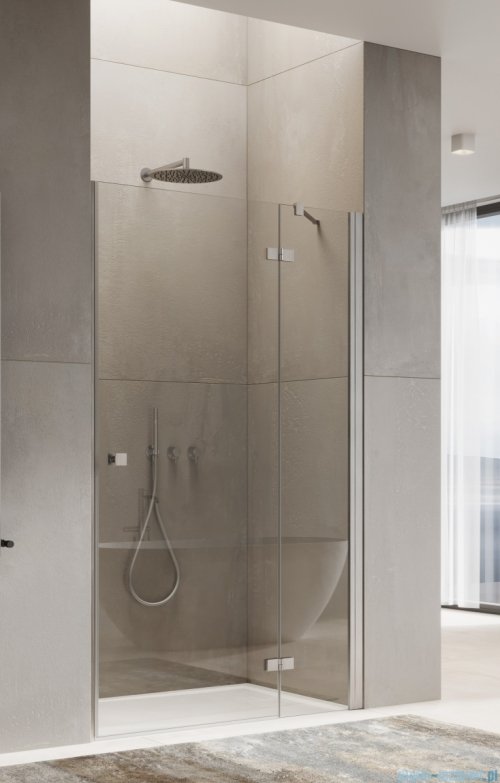 Ronal ANNEA AN13 Drzwi jednoczęściowe ze ścianką stałą w linii 100x200cm prawe nikiel szczotkowany AN13D10002507