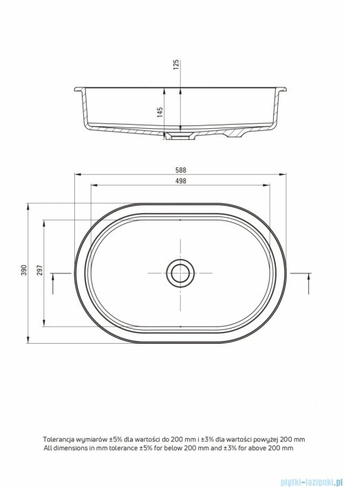 Deante SILIA Umywalka granitowa podblatowa/wpuszczana 58,8x39 cm nero CQS_NU6U