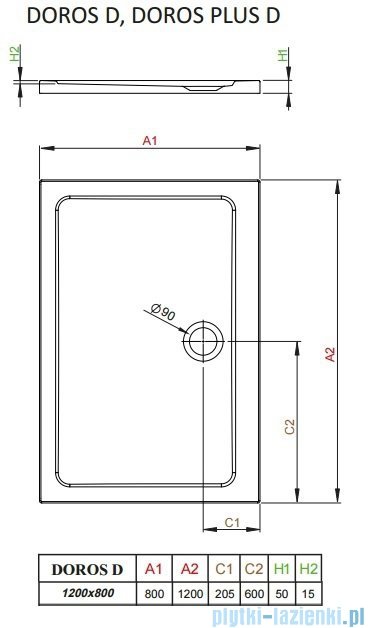 Radaway Arta Kdj II kabina 120x80cm lewa szkło przejrzyste + brodzik Doros D + syfon