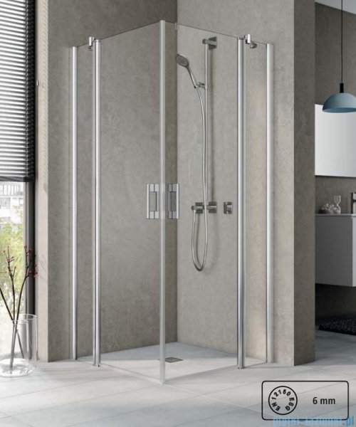 Kermi Pega wejście narożne, jedna połowa z polem stałym, lewa 110 cm, szkło przezroczyste PEEPL11020VPK