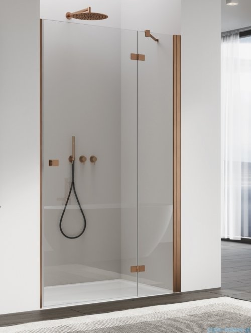 Ronal ANNEA AN13 Drzwi jednoczęściowe ze ścianką stałą w linii 110x200cm prawe miedź szczotkowana AN13D11002707