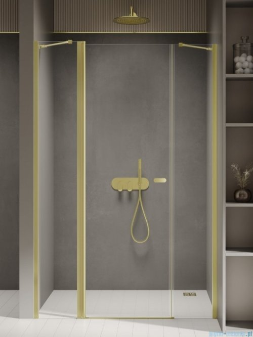 New Trendy New Soleo Light Gold 120x195 cm drzwi wnękowe wsporniki skośne złoty połysk/szkło przejrzyste D-0958A