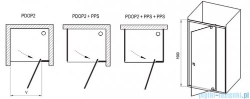 Ravak Drzwi prysznicowe obrotowe Pivot PDOP2-110 satyna transparent 03GD0U00Z1