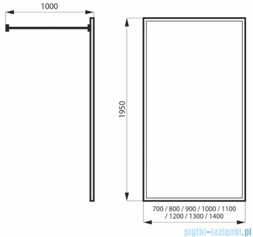 Massi Walk in Gold 100x195cm kabina Walk In przejrzyste MSKP-FA1020-100-G