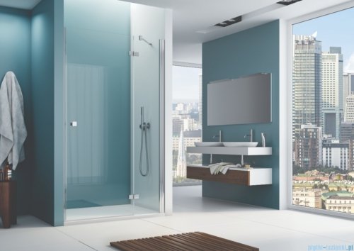 Ronal ANNEA AN13 Drzwi jednoczęściowe ze ścianką stałą w linii 75x200cm prawe srebrny połysk AN13D07505007