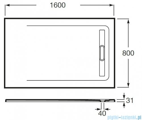 Roca Aquos 160x80cm brodzik prostokątny kompozytowy cafe AP60164032001660