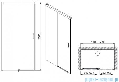 Sanplast Exa Line D2/EXA LINE drzwi przesuwne 110-120x200 cm czarny matowy 600-540-2520-59-401