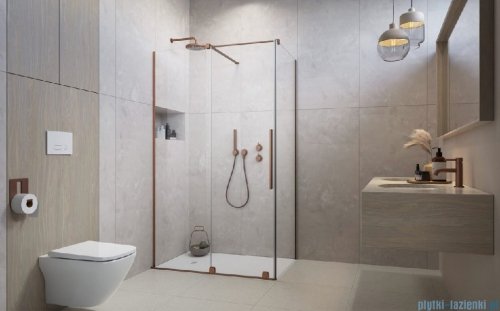 Radaway Furo Kdj Brushed Copper kabina 140x110cm lewa szczotkowana miedź 10104722-93-01L/10110680-01-01/10113110-01-01