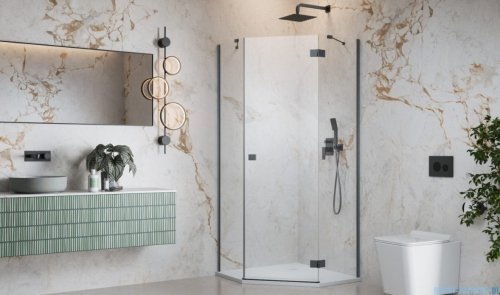 Radaway Essenza Brushed GunMetal Ptj kabina pięciokątna 100x100cm prawa szczotkowany grafit szkło przejrzyste 1385010-92-01R/1385051-01-01