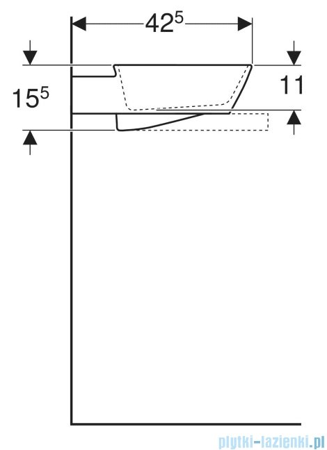 Geberit One CleanDrain Umywalka prostokątna bez otworu na baterię 50x42,5cm biały mat KeraTect 505.052.00.1