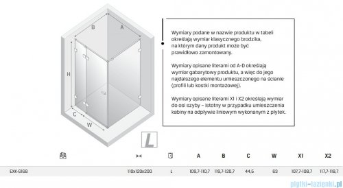 New Trendy Eventa Black Chrome kabina prysznicowa prostokątna 110x120x200 cm lewa przejrzyste czarny połysk EXK-6168