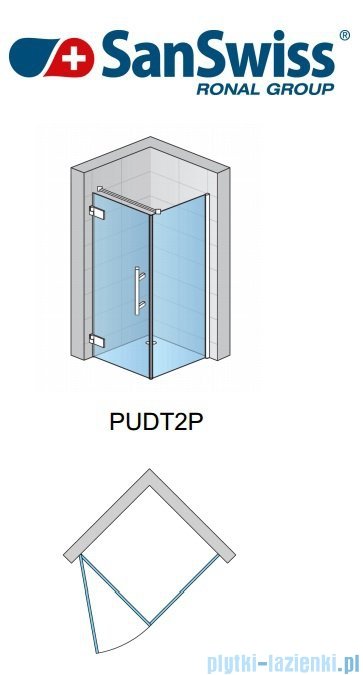 SanSwiss Pur PUDT2P Ścianka boczna 100-160cm profil chrom szkło przejrzyste PUDT2PSM41007