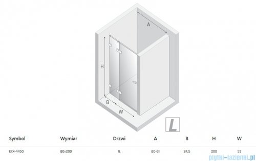 New Trendy Eventa drzwi wnękowe pojedyncze 80x200 cm przejrzyste lewe chrom EXK-4450