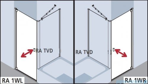 Kermi Raya Drzwi wahadłowe, 1-skrzydłowe, prawe, szkło przezroczyste z KermiClean, profile srebrne 90x200 RA1WR09020VPK