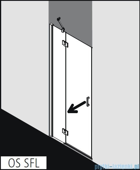 Kermi Osia Drzwi wnękowe z polem stałym, lewe, szkło przezroczyste OsiaClean, profile srebrne 120x200cm OSSFL12020VPK