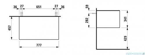 Laufen SONAR szafka pod umywalkę 77x45 cm tytanowy lakierowany/Czarna Marquina H4054100341421
