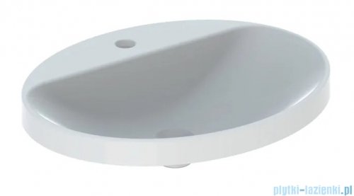 Geberit VariForm Umywalka owalna z półką z otworem na baterię, bez przelewu 60x48cm szkliwiony spód 500.727.01.2