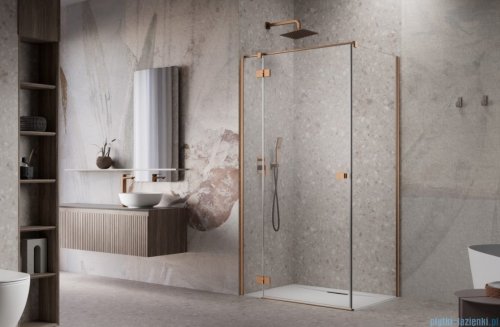 Radaway Essenza Kdj Brushed Copper kabina 100x110cm lewa szczotkowana miedź 1385040-93-01L/1384053-01-01