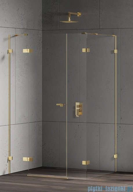 New Trendy Eventa Gold Shine kabina prysznicowa prostokątna 130x80x200 cm lewa przejrzyste Złoty połysk EXK-4776