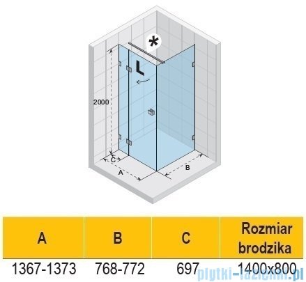 Riho Scandic NXT X203 kabina prysznicowa prawa 140x80cm chrom G001072120