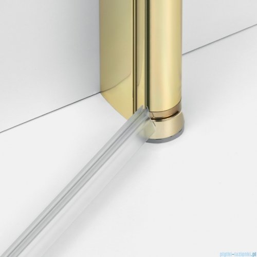 New Trendy New Soleo Light Gold 100x100x195 cm kabina prawa drzwi składane pojedyncze wspornik skośny złoty jasny połysk/szkło przejrzyste  K-1940