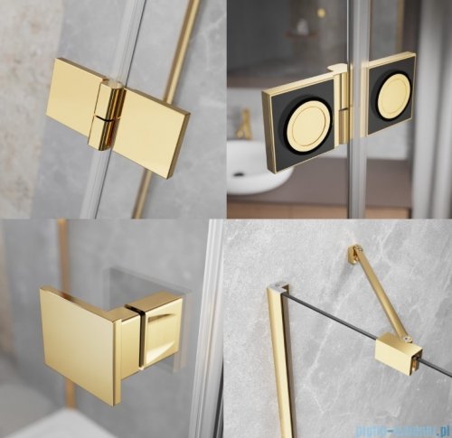 Radaway Essenza Gold Ptj kabina pięciokątna 100x80cm lewa szkło przejrzyste 1385010-09-01L/1385055-01-01
