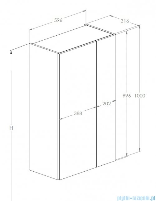 Roca Extra Kolumna łazienkowa niska z 2 drzwiami 100x60x31 BIAŁY POŁYSK A857961806