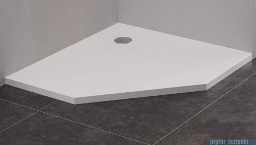 New Trendy Nex brodzik konglomeratowy pięciokątny 80x80x3,5 cm biały B-0513