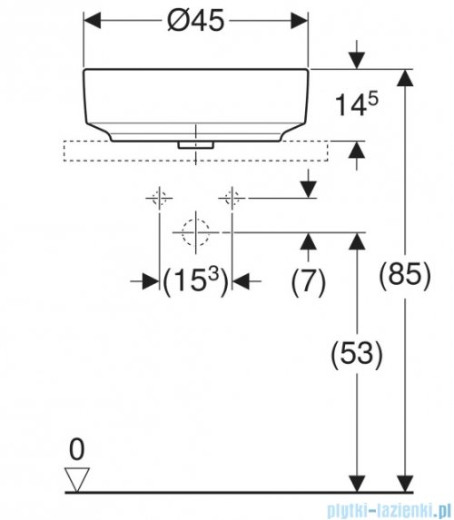 Geberit VariForm Umywalka okrągła z półką z przelewem 45cm KeraTect 500.769.00.2